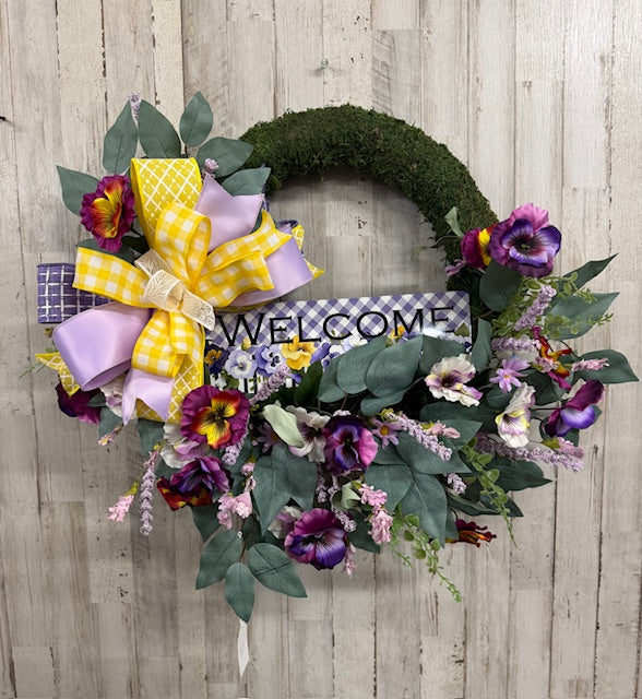 Welcome Pansy Wreath