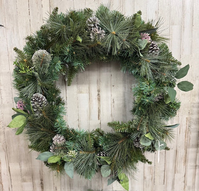 Large pre-lit winter wreath