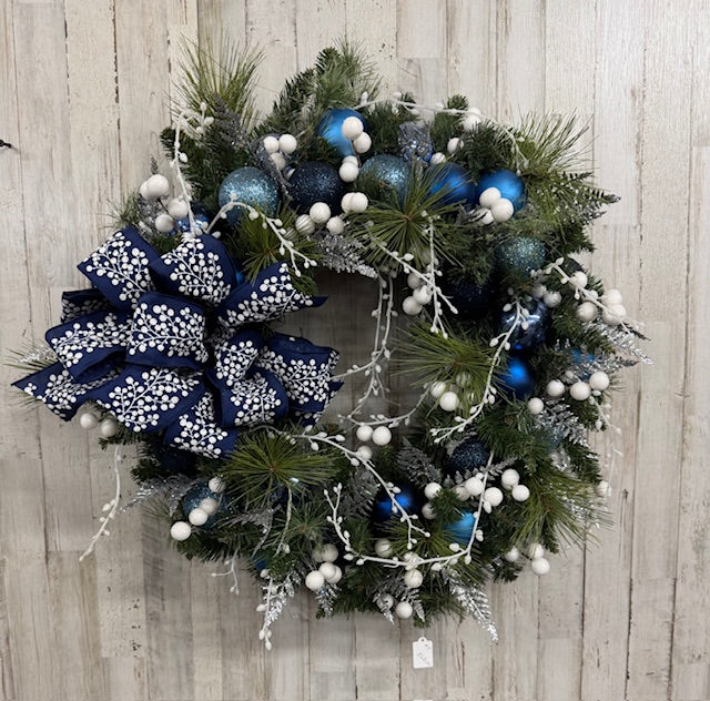 Blue and Silver Christmas Wreath
